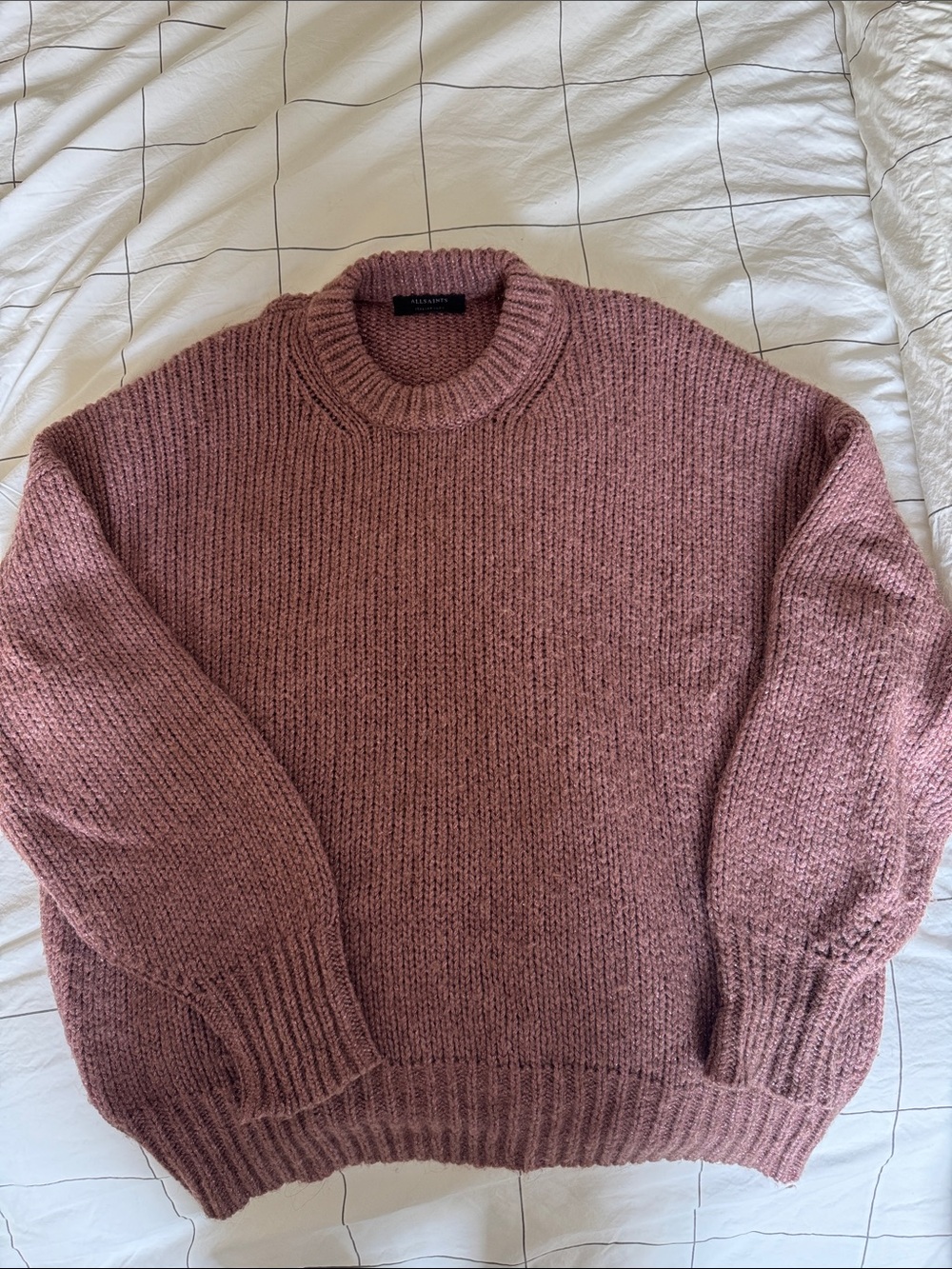 AllSaints Men's Crewneck Sweater in Dusty Rose